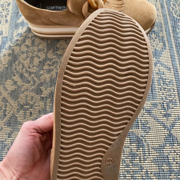 Softwaves Tan Suede Loafers with Fringe and Chain Detail - Picture 3 of 3